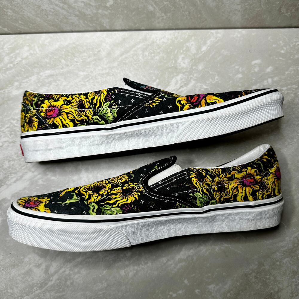 Vans Beauty Skull & Flowers Classic Slip-On Canvas Sneakers Unisex - Picture 9 of 14